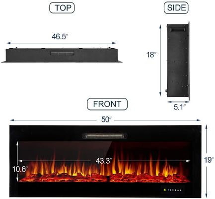 Electric Fireplace Heater WN-D60 Industrial Style Wall Mounted Kamin 9 Flame Colors