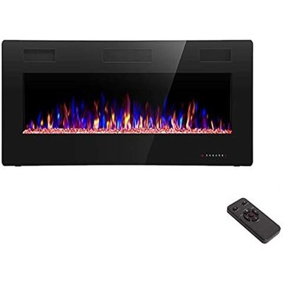 36 Inch 9 Colors Flame Electric Fireplace for Metal and Tempered Glass Area Heated