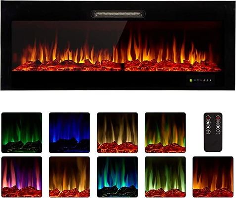 Wall Mounted Indoor Electric Fireplace Heater with 750-1500W Power Output and Black Finish