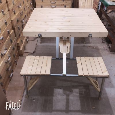 General Outdoor Wood Piece Portable Folding Table and Chairs Sets with Attached Table