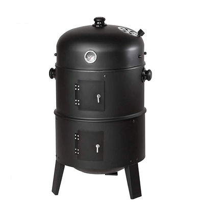 Black Stainless Steel Sokeless Charcoal Barbecue Grill 44*53*80cm Vertical 3 in 1 BBQ