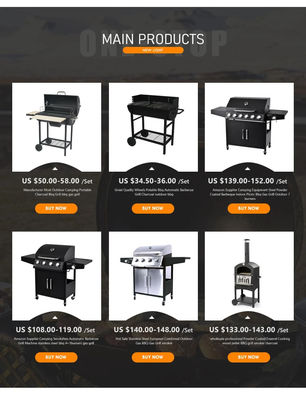 Outdoor BBQ Charcoal Smoker Custom Double Layer Trolley Grill Front Shelf 61*23cm