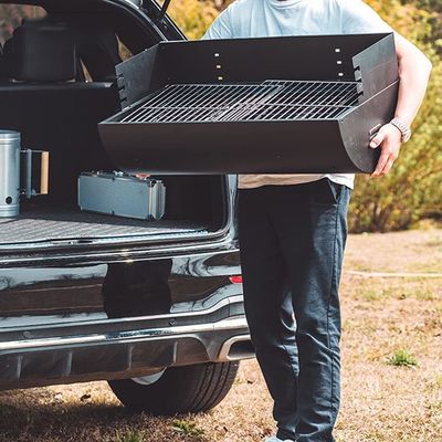 Outdoor Garden Party BBQ Grill with Trolley Cooking Area 67*38 cm Chrome Plated Finish