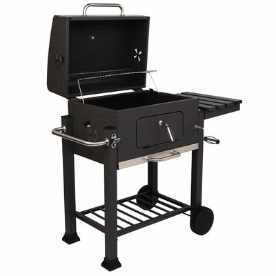 Portable Household Coarse Charcoal BBQ Grill with Foldable Picnic Shelf and Cooking Grid