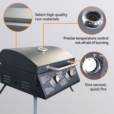 Portable Outdoor Camping BBQ Barbecue Gas Grill Smoke Stove with Steel Safety Device