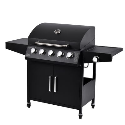 CE/TUV/LFGB Certified Warming Grid 430 SS 5 1 Burners Gas Grills for Outdoor BBQ