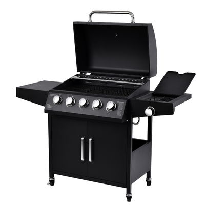 CE/TUV/LFGB Certified Warming Grid 430 SS 5 1 Burners Gas Grills for Outdoor BBQ