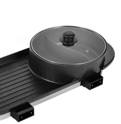 230V 2 in 1 Multi-function 2200W Cast Aluminum Non-stick Cooking Pan Grill With Hot Pot