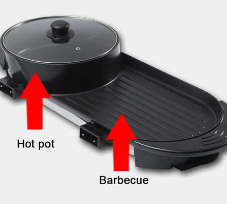 230V 2 in 1 Multi-function 2200W Cast Aluminum Non-stick Cooking Pan Grill With Hot Pot