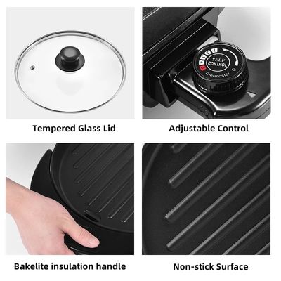 230V 2 in 1 Multi-function 2200W Cast Aluminum Non-stick Cooking Pan Grill With Hot Pot