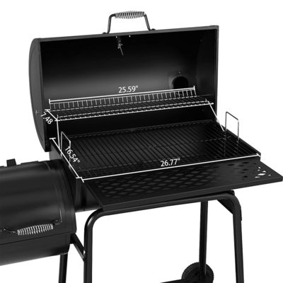 Heavy Duty Large Barrel Charcoal Grill for Garden Smoker DIY Black Cold Rolled Steel