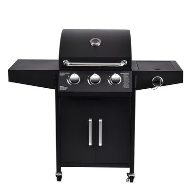 Enjoy Smoke-Free Camping and Barbecue with 4-Burner Steel Gas Stove in Outdoor Garden