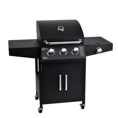 Enjoy Smoke-Free Camping and Barbecue with 4-Burner Steel Gas Stove in Outdoor Garden