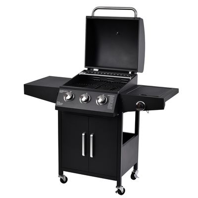 Enjoy Smoke-Free Camping and Barbecue with 4-Burner Steel Gas Stove in Outdoor Garden