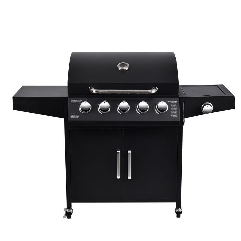 CE/TUV/LFGB Certified Warming Grid 430 SS 5 1 Burners Gas Grills for Outdoor BBQ