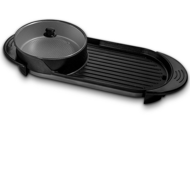 230V 2 in 1 Multi-function 2200W Cast Aluminum Non-stick Cooking Pan Grill With Hot Pot
