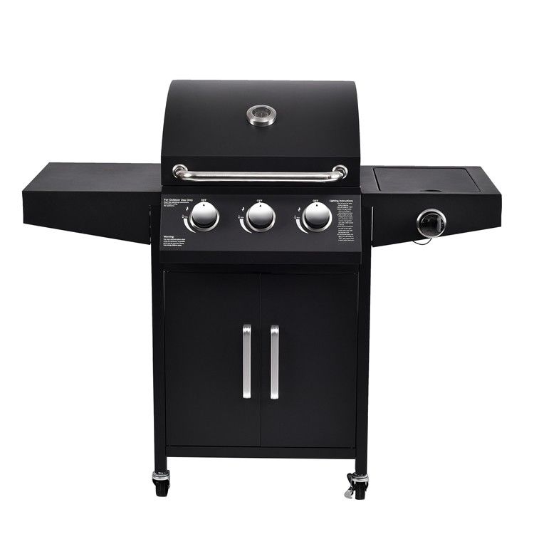 Enjoy Smoke-Free Camping and Barbecue with 4-Burner Steel Gas Stove in Outdoor Garden